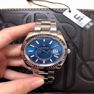 U1 F Mens Watches 42mm Blue Automatic Movement Small Dial Sapphire Calendar Watch Stainless Wristwatches2338