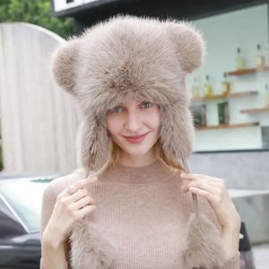 Beanieskull Caps Imitation Hair Thickened Womens Hats Autumn and Winter Ins Fashion Warm Ear Protector Versatile Cute Bomber 230928