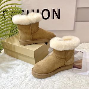 Australie Ultra Mini Plateaustiefel Designer Damen Flauschiger Australischer Stiefel Echtleder Dicke Unterseite Knöchelfell Bottes Furry Cowoy Winterschuhe 35-40