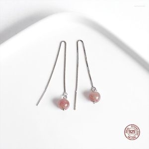 Orecchini pendenti LKO vero argento sterling 925 fragola cristallo ragazza dolce moda orecchini a bottone per gioielli da donna accessori per feste