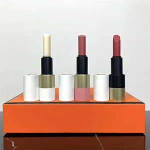 Varumärkesläppstift + läppbalsam Set Lipstick Box Venye Exclusive Par Les Depositares Agre Color 21/49/Lip Blam 1.5G 3PCS Kit Top Quality With Present Box Set Luxury Makeup