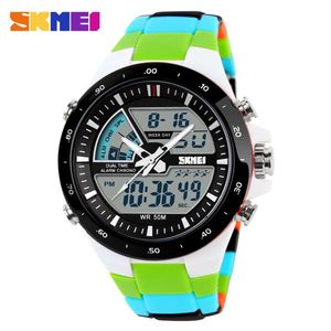 SKMEI Orologio sportivo da uomo Army Dive Casual Sveglia Analogico Impermeabile Militare Chrono Doppio Display Orologi da polso Relogio Masculino X343z