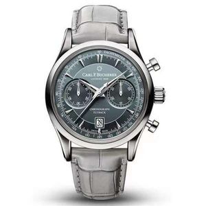 Carl F Bucherer Watch Marley Dragon Flyback Chronograph Grey Blue Diar Top Skórzowy pasek Kwarcowy zegarki dla mężczyzn247p