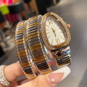 New lady Bracelet Watch gold snake Wristwatches Top brand Stainless Steel band Womens Watches for ladies Valentine Gift Christmas 298c