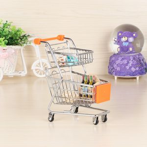 Double Layers mini shopping vagn handvagnar låtsas spela simulering leksaker stormarknad handcart barn rum verktyg skrivbord lagring korg hem dekoration 2772