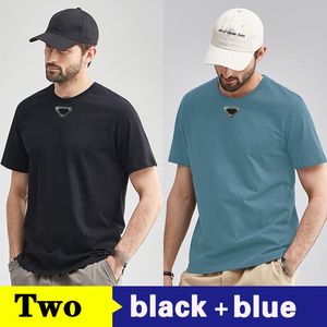 T-shirt casual da uomo in cotone di design, maglietta sportiva a maniche corte, maglietta da allenamento grigia estiva blu