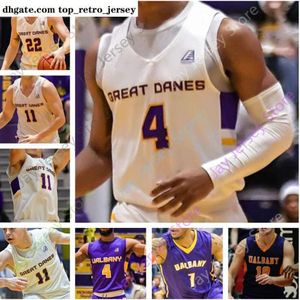 Benutzerdefinierte College Albany Great Danes Basketball Jersey NCAA Ahmad Clark Cameron Healy Antonio Rizzuto Trey Hutcheson De Sousa Hansen Lulka