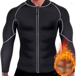 Mäns kroppsformar män svettas neopren viktminskning bastu kostym långärmad träning skjorta slim shaper fitness jacka gym toppkläder form