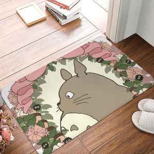 Carpets Totoro Anime Non-slip Doormat Flower Leaf Bath Bedroom Mat Welcome Carpet Home Pattern Decor 230928