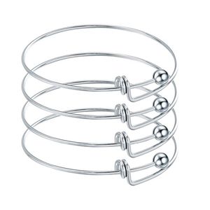 10pcs Stainless steel Blank Adjustable Expandable Wire Bracelets Bangles For DIY Charm Bangle Jewelry251n