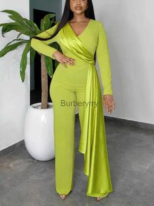 Damen Jumpsuits Strampler Jumpsuits für Frauen 2023 Kleid Band Langarm V-Ausschnitt Weites Bein Einteiliger Overall Elegant Party Club Hochzeit Gast OutfitsL231005