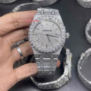 Den senaste hiphop -klockan 2023 stora Diamond Bezel Top Quality Electropated Shiny Watch CZ Diamonds Full Diamond FAC254L