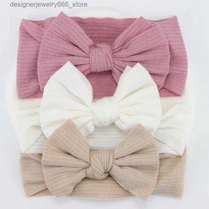 헤드웨어 헤어 액세서리 3pcs/lot baby headband bow 신생아 소녀를위한 탄성 탄성 나일론 헤드 밴드 터번 유아 헤어 액세서리 아이 헤드웨어 Q231005