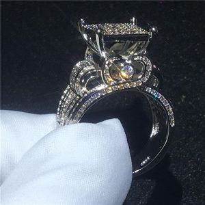 Choucong marca anéis de casamento deslumbrante jóias de luxo 925 prata esterlina completa pave branco safira cz diamante pedras preciosas feminino engag335o