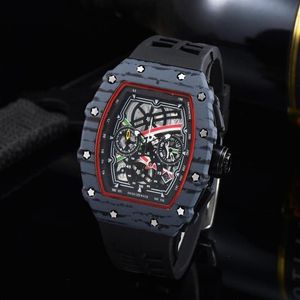 Pełne funkcjonalne męskie zegarki automatyczne zegarki czarny niebieski kolor Luminous kalendarz 43 mm pokrętło Silicoen Pasek Man Watch289i