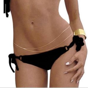 Sexigt dubbelskikt guld silver färg magkedja mode bikini midje länk halsband kropp smycken för kvinnor sommaråtkomst 298