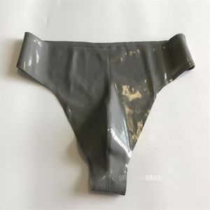 Herrarna G Strängar Sexig silverfetisch Latex Boror Front Crotch 3D Skräddare Rubber Underwear301H