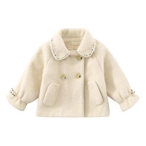 여자를위한 코트 겨울 소녀 두꺼운 모직 재킷 패션 격자 무늬 어린이 아웃웨어 가을 영국 십대 옷 학교 231008