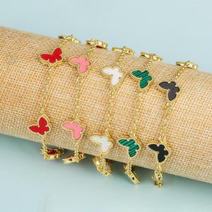 Charmarmband som säljer modeväxt Fem blad Petal Pendant Halsband Armband Design Kvinnesmycken Lucky Grass Jewe