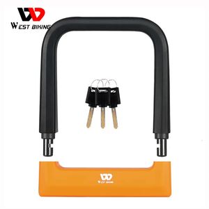 Bloqueios de bicicleta WEST BIKING Bike Bold Alloy Anti-Theft Bicycle Lock Road MTB Ciclismo U Lock Motorcycle Scooter Bike Acessórios Door Lock 231005