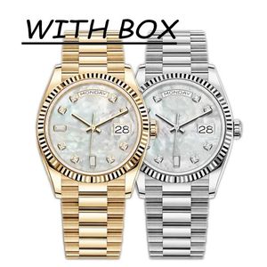 Mens Automatic Mechanical Watches Classic Style 41mm full rostfritt stålband Pearl Face Gold Watch Sapphire Super Luminous Wris259D