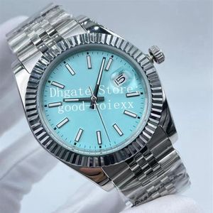 41mm relógios masculino relógio automático 2813 ásia turquesa azul prata ródio cinza wimbledon data jubileu pulseira relógios 126334 315u