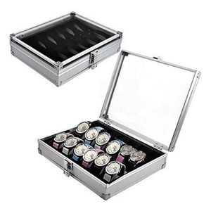 High Quality Metal case 6 12 Grid Slots Wrist Watch Display case Storage Holder Organizer Watch Case Jewelry Dispay Watch Box T2002461