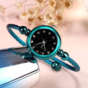 Titta på Women Watches Luxury Quartz Wristwatch Woman Rostfri Steel Dress Small Bangle Armband Ladies Wristwatches238e