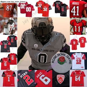 Fotbollströjor 2022 Rose Bowl Utah Utes Football Jersey NCAA College Connor Otoole Karene Reid Lander Barton Chris Curry Zack Moss Alex Smith Devin Lloyd Cameron Ri