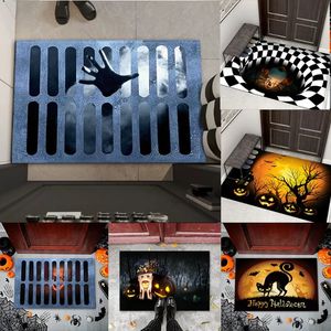 Badmattor 3D Swirl Illusion matta Halloween Horror Clown Abstract Hallway Door Mat Mattor golvdekoration vardagsrum badrum 230928