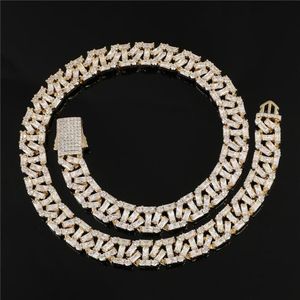 Catene DRIP 10MM Cubic Zirconia Catena cubana pesante Baguette Bling Collana in ottone ghiacciato Uomo Gioielli placcati oro bianco Choker212H