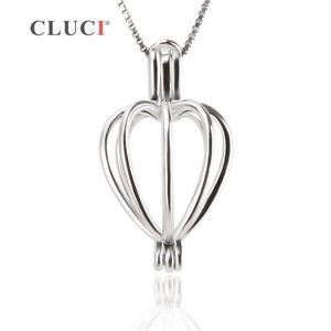 Cluci Heart Cage Pendant 925 Sterling Silver Pearl Pendant 3st Beads Holder Accessories for Women Authentic Silver Jewelry S1810261G
