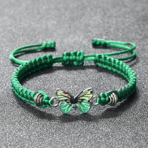Link bransoletki Piękne zielony motyl Bransoletka moda lina tkana nić regulowana mężczyźni kobiety przyjaźń biżuteria prezent pulsera
