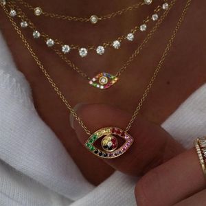 Gioielli da donna di alta qualità placcati in oro argento, collana con ciondolo malocchio turco adorabile232J