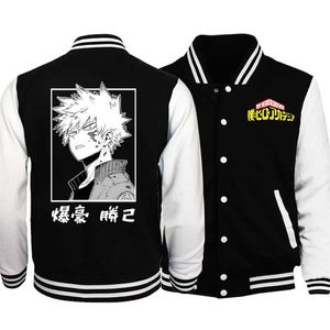 Uniforme de beisebol masculino jaqueta bomber outono meu herói academia bakugou katsuki impressão hip hop men coats231q