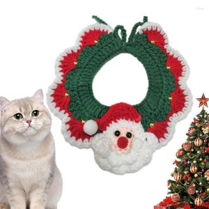 Trajes de gato Natal Cão Santa Cachecol Pet Malha Neck Warmer Costume Collar Bell Bow Tie Cute Elk Decoração