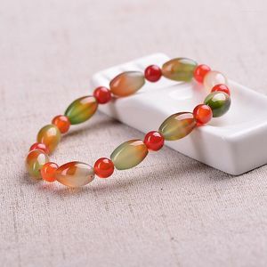 Bangle Natural Beaded Beads Colorful Peacock Agate Bracelet Red Colored Simple Girlfriend Student