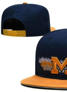 2023 All Team Fan's USA College Baseball Wolverines Adjustable Michigan Hat On Field Mix Order Size Closed Flat Bill Base Ball Snapback Caps Bone Chapeau