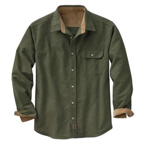 Camisa de flanela masculina para acampamento, camisa de manga longa com navegador do exército, jaqueta de lã com botões, vintage 100% algodão, roupas casuais, shir304e