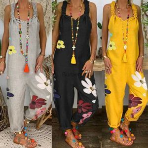 Kvinnors jumpsuits rompers 80% Hot Saleswomen Sleeveless Bibb Övergripande rygglös blommig tryck Löst Jumpsuit Dungareesl231005