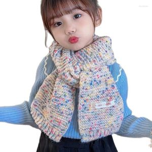 Scarves 2023 Autumn Winter Children Colorful Point Scarf Boys Girls Wool Knitted Outdoor Warm Kids Neck Collar Small Shawl