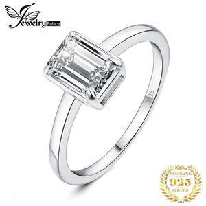 Wedding Rings Jewelry D Color 1ct Emerald Cut 925 Sterling Silver Solitaire Ring for Woman Yellow Rose Gold Plated 230928