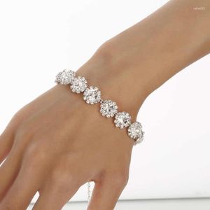 Link Bracelets Women's Rhinestone Bracelet Luxury Simple Shiny Bridal Wedding And Gift Jewelry