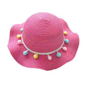 Caps Hats Colorful Balls Sweet Princess Straw Foldable Child Boy Girl Fisherman Hat Travel Vacation Beach Cap Baby Summer XM1 231008