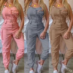 Kobiety Jumpsuits Rompers 2023 Summer Ladies Workwear Belt Bella BEZELEMA BEZPIECZNIKA SIDY KOLOR ROMPER JOKSUITS CAYSL231005