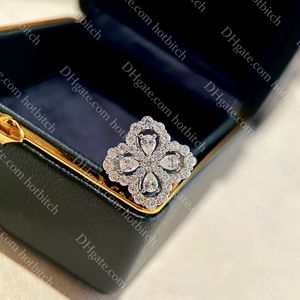 Anel de flor clássico designer anel de diamante anéis de noivado de luxo para mulheres jóias de alta qualidade presente de natal