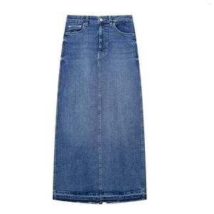 Saias Denim Midi Saia Mulheres Moda Casual Cintura Alta Chic Lady Feminino Roupas 2023 Verão