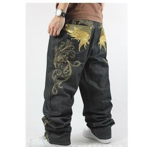 Erkekler Kot Paten Bol Gevşek Nakış Rap Hip Hop Denim Pantolon Pantolon 1as11975