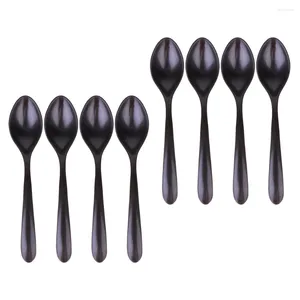 Colheres 8 pcs imitação de porcelana colher de plástico preto simples sopa cerâmica arroz melamina casa criança requintado cozinha ferramentas