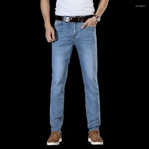 Męskie dżinsy wiosna jesień bawełniana bawełna Slim Fit Brand Business Pants Blue Classic Style Denim Męskie spodnie plus rozmiar 40